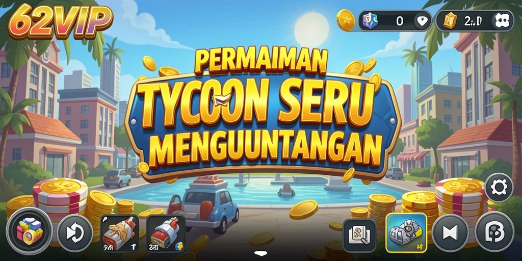 Tampilan gameplay menarik dari 62VIP yang menunjukkan pengelolaan bisnis Tycoon.