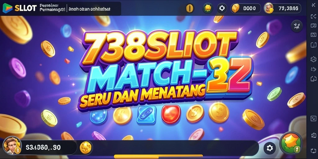Tangkapan layar utama 738SLOT menampilkan gameplay Match-3 yang menarik.