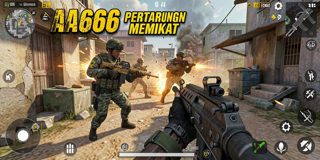 Tangkapan layar yang menunjukkan aksi intens dalam permainan FPS.