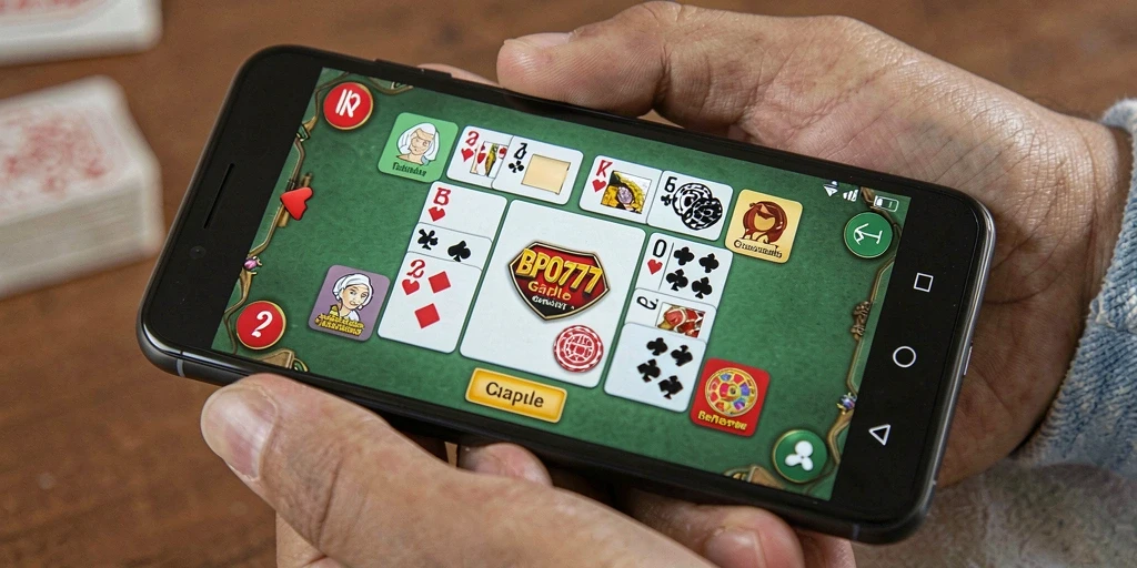 Screenshot gameplay BPO777 menampilkan suasana permainan Gaple yang seru.