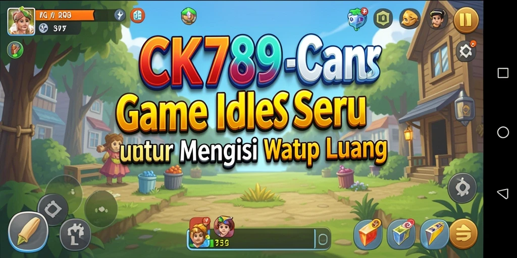 Tampilan gameplay CK789 dengan karakter dan fitur idle menarik.