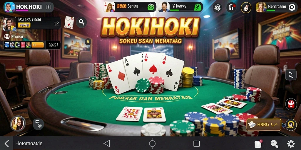 Tampilan gameplay seru HOKIHOKI dalam permainan Poker.