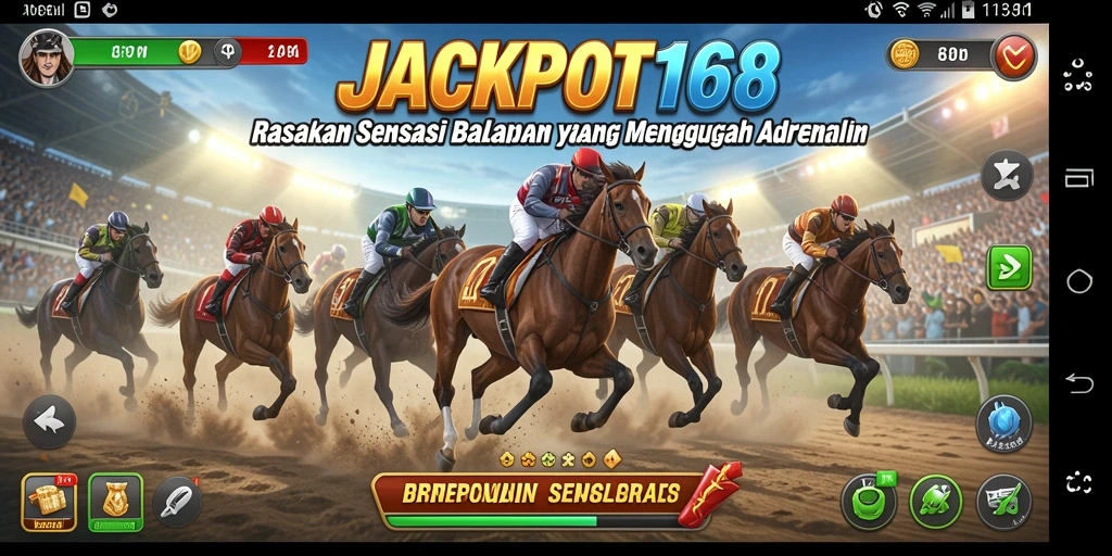 Tampilan gameplay <strong>JACKPOT168</strong> yang penuh aksi dalam balapan seru.