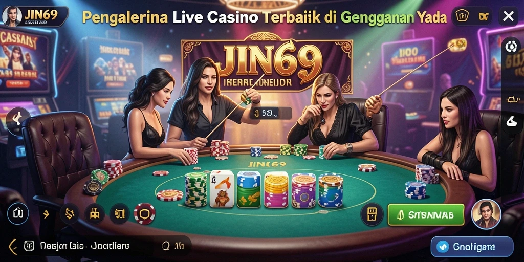 Screenshot gameplay Live Casino JIN69 dengan dealer profesional.