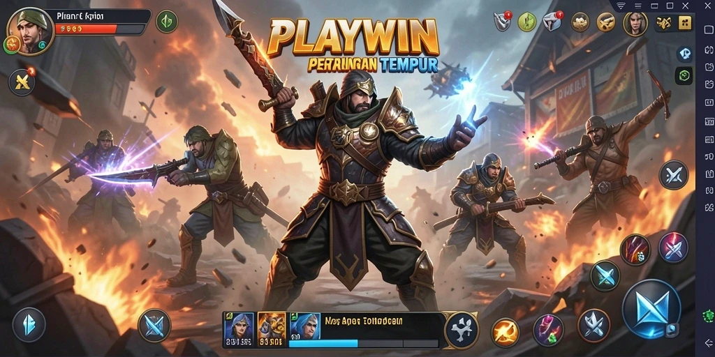 Tampilan gameplay intens di arena pertarungan PLAYWIN.