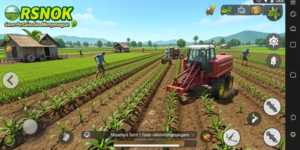 Gameplay RSNOK yang menarik dengan berbagai tanaman dan kebun yang indah.