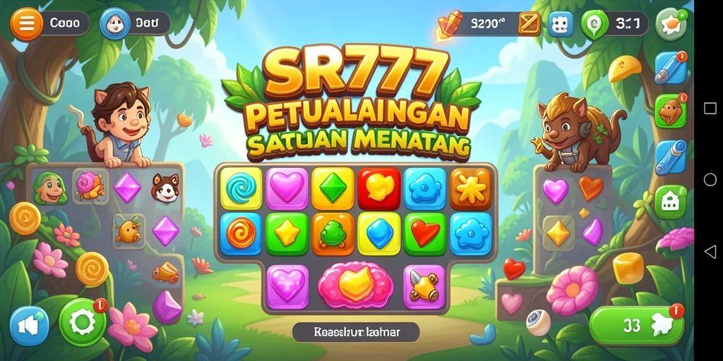 Tangkapan layar gameplay SR777 menampilkan keseruan mencocokkan permata.