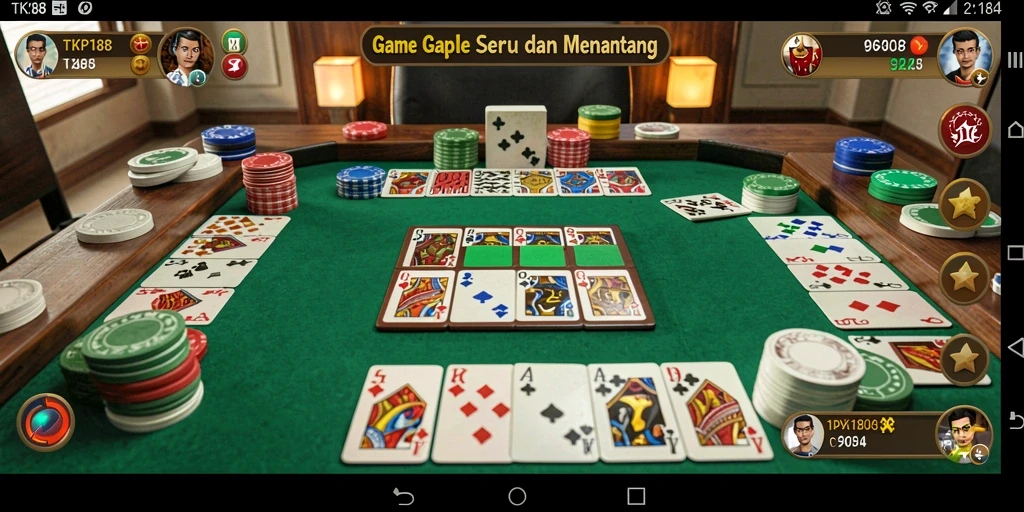 Tampilan gameplay seru di aplikasi TKP188 Gaple.